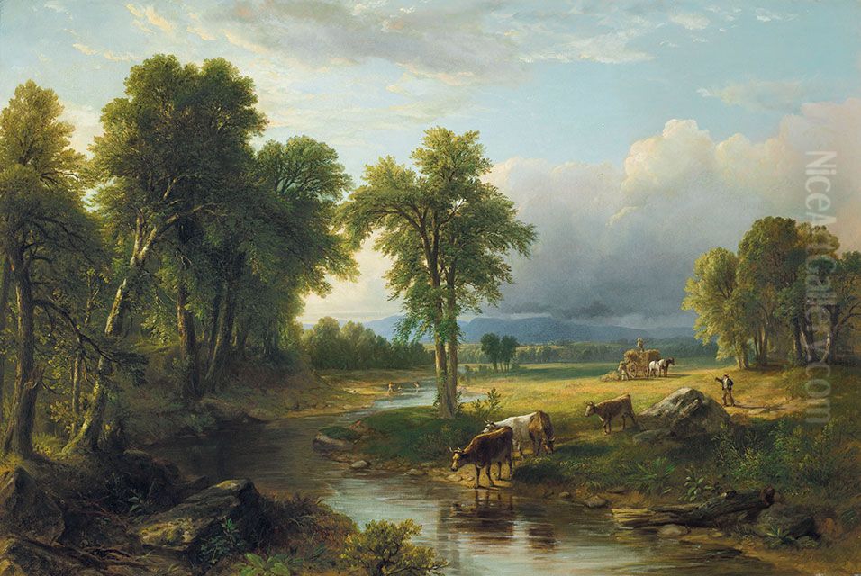 Haymaking Oil Painting by Asher Brown Durand