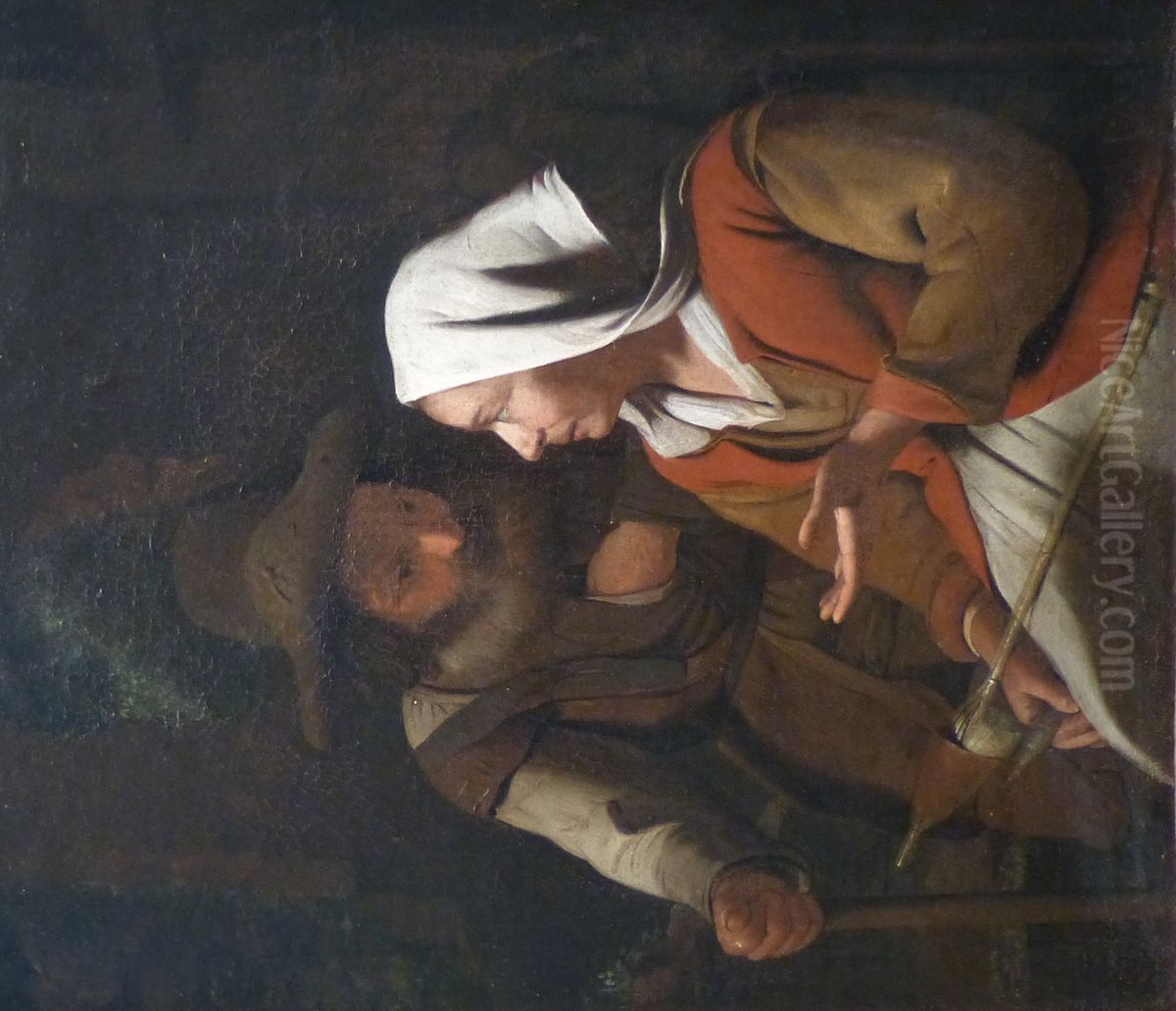 Vieillard et fileuse Oil Painting by Michiel Sweerts