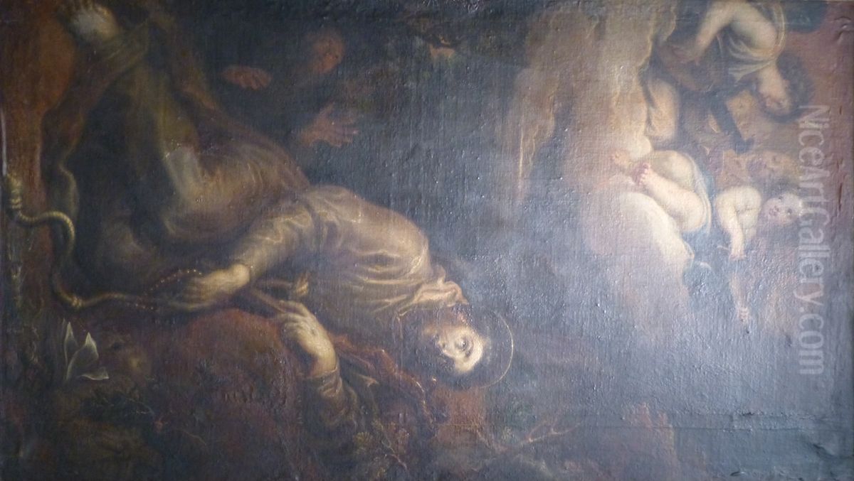 St. Francis of Assisi Oil Painting by Michel Corneille the Younger