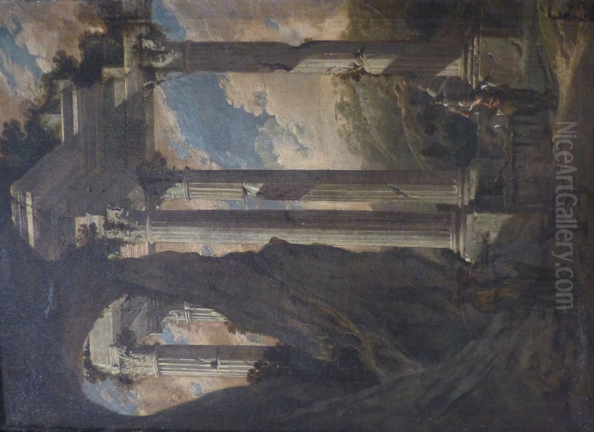 Ruines dans un paysage Oil Painting by Philipp Peter Roos