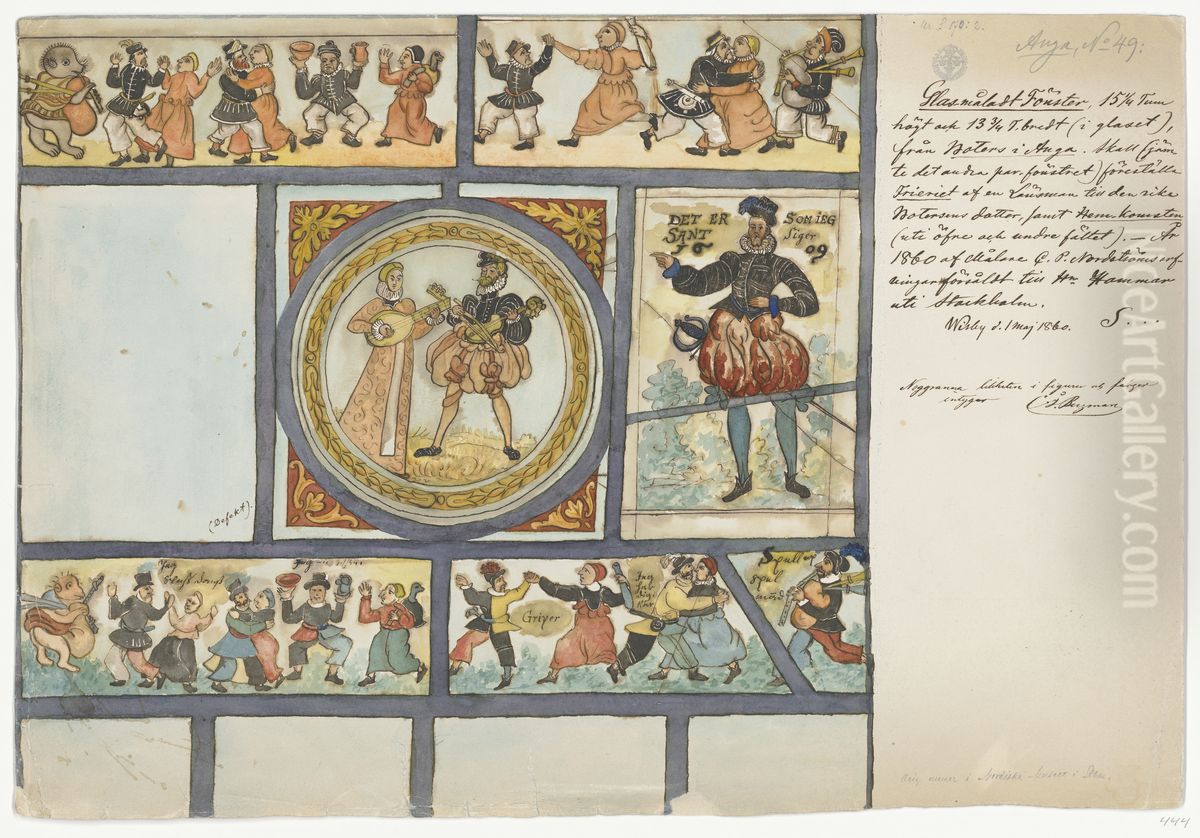 Stained glass window, Anga, Gotland Oil Painting by Pehr Arvid Save