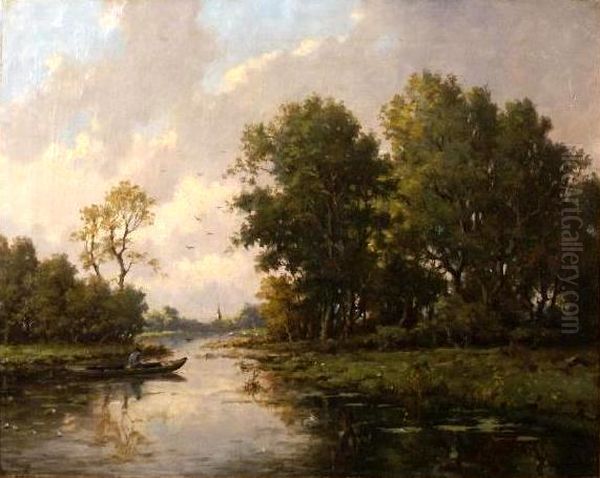 Un paysage a Barbizon Oil Painting by Jules Louis Phillipe Coignet