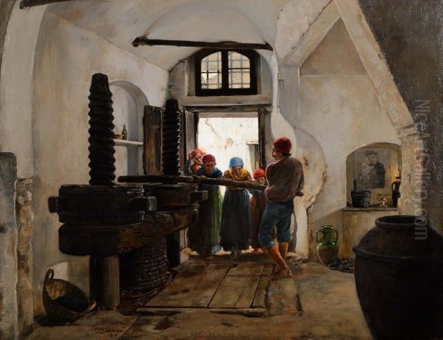 Oil Press, Anacapri Oil Painting by Charles Caryl Coleman