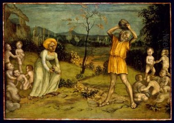 Mito de Deucalion y Pirra Oil Painting by Niccolo Giolfino