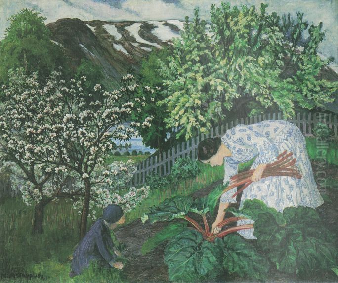 Rabarbra Oil Painting by Nikolai Astrup