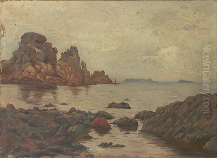 Ploumanac'h Le chateau du Diable Oil Painting by Louis Gregoire