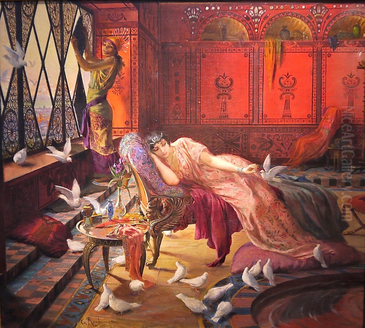 Salammbo and the doves Oil Painting by Georges Rochegrosse