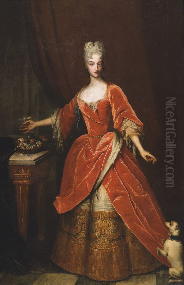 Portrait of Anna Maria of Liechtenstein (1699-1753) Oil Painting by Jan Kupecky