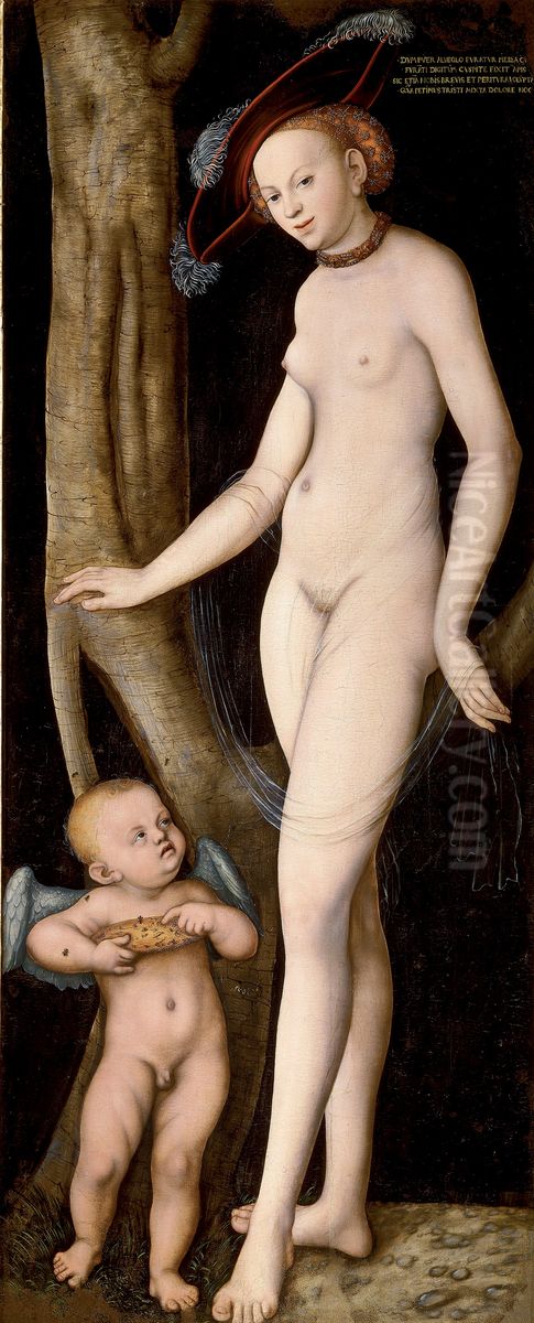 Venus and Cupid with a Honeycomb Oil Painting by Lucas Cranach the Elder