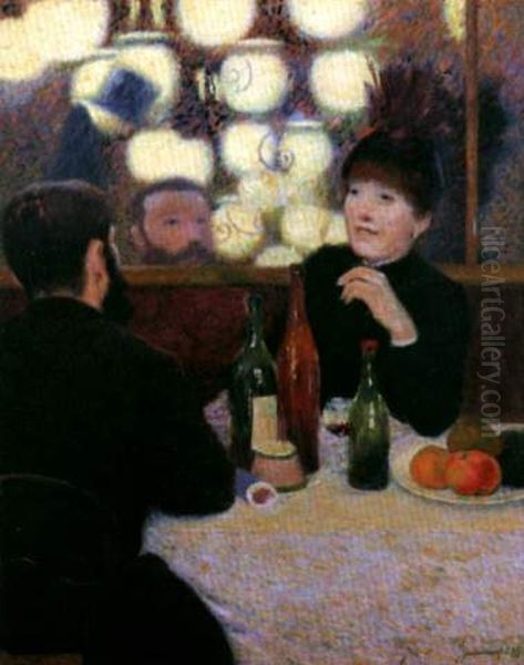 Il Cafe de la Nouvelle-Athenes Oil Painting by Federico Zandomeneghi
