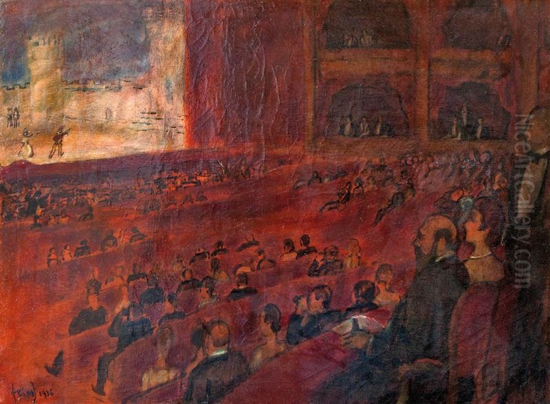 In Theater Oil Painting by Jeno FEIKS