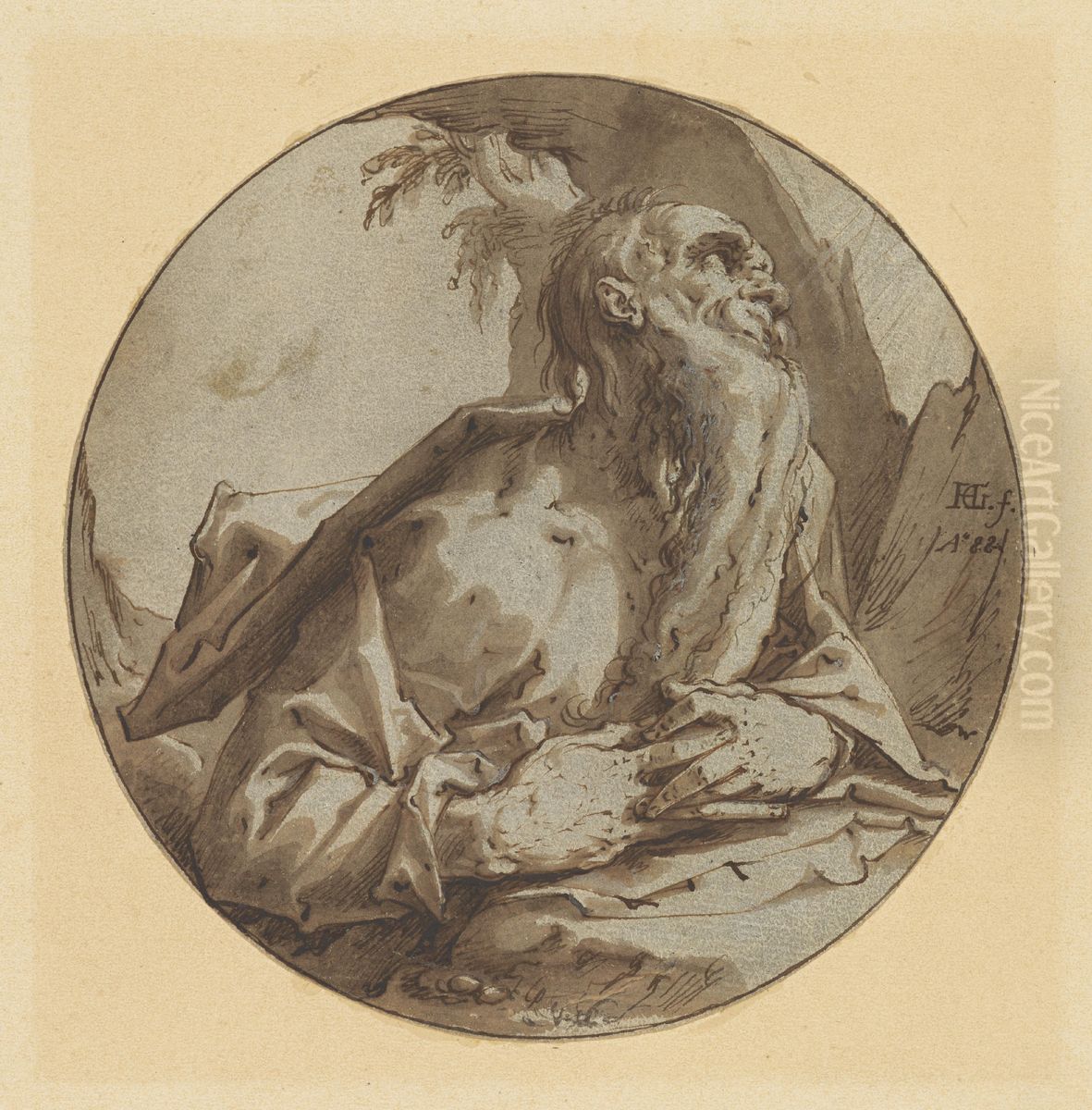 A Hermit Saint (Jerome?) Oil Painting by Goltzius Hendrick