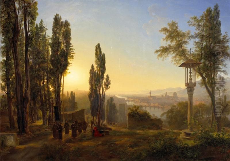 Florence, vue de San Miniato Oil Painting by Louise-Josephine Sarazin de Belmont