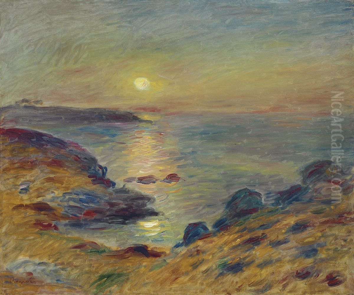 Coucher de soleil a Douarnenez Oil Painting by Pierre Auguste Renoir