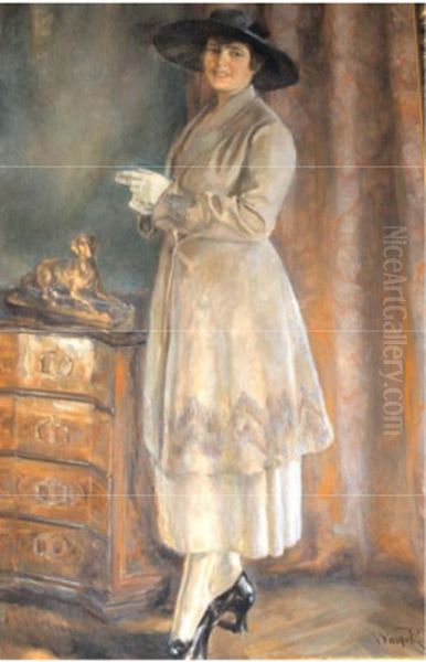 Helena Papp Zupanic, prva soproga dr. Nika Zupanica. Oil Painting by Ivan Vavpotic