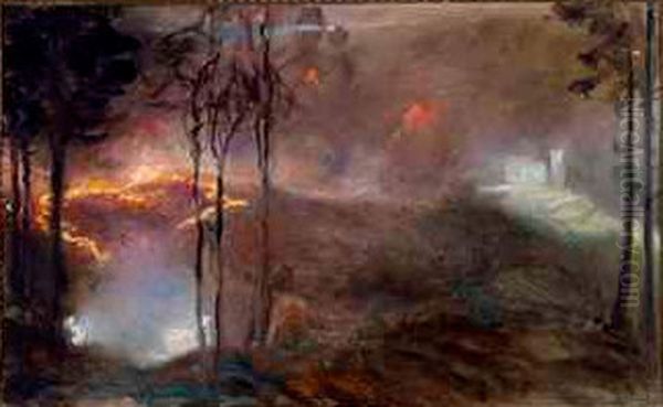 Goreci italijanski polozaj pri Tolminu Oil Painting by Ivan Vavpotic