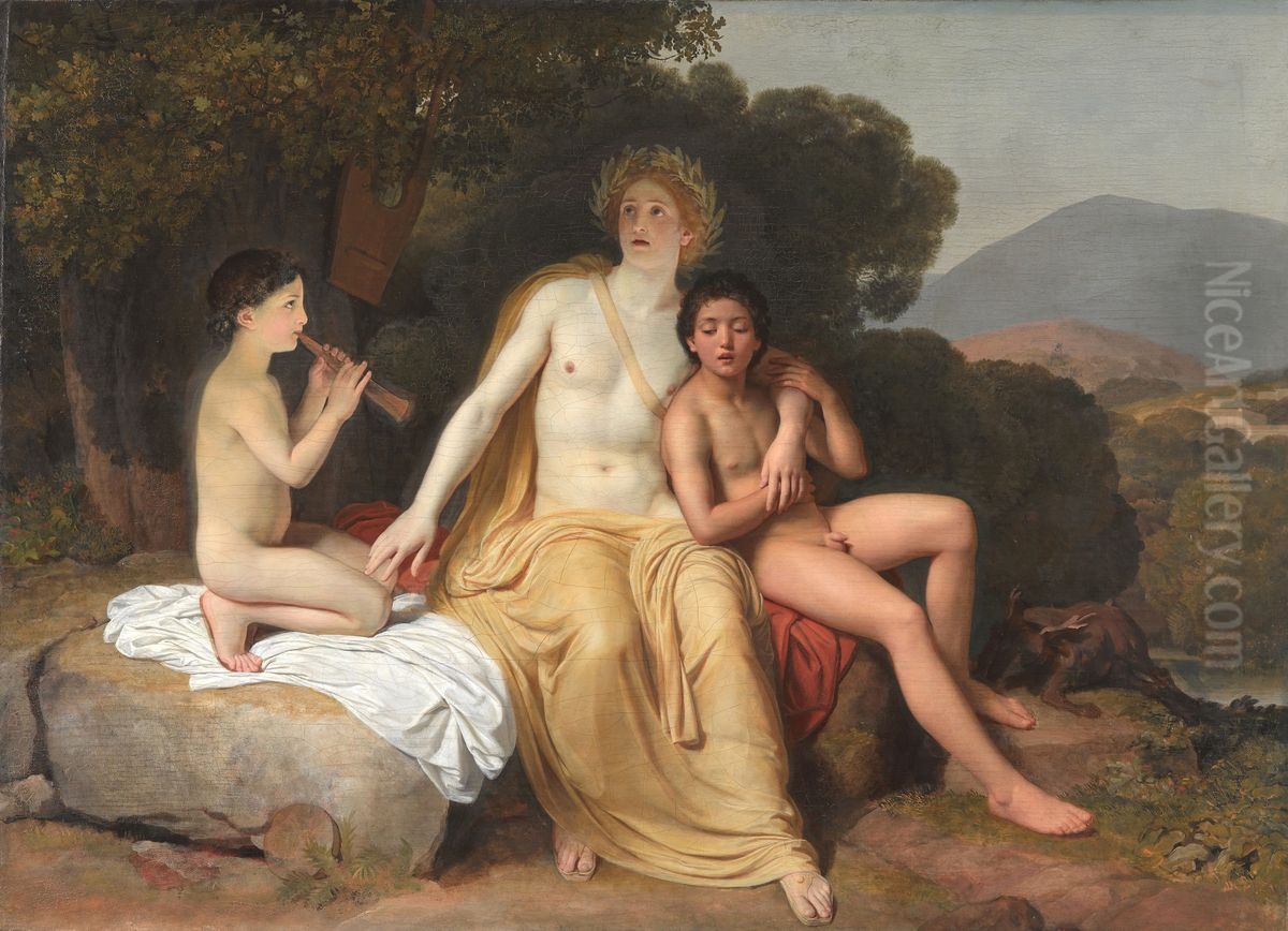 Apollo, Hyacinthus and Cyparissus making music and singing Oil Painting by Alexander Ivanov