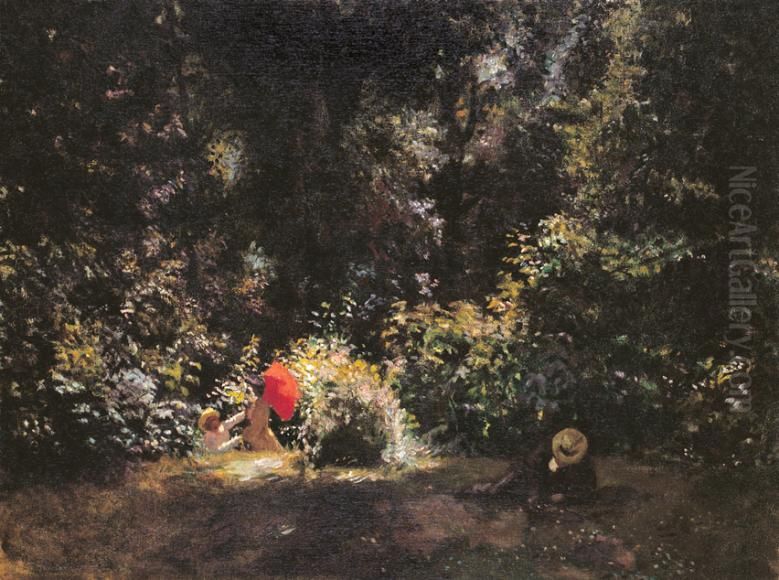 Picnic Oil Painting by Bela Ivanyi-Grunwald