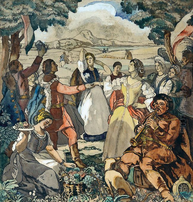 Party Oil Painting by Bela Ivanyi-Grunwald