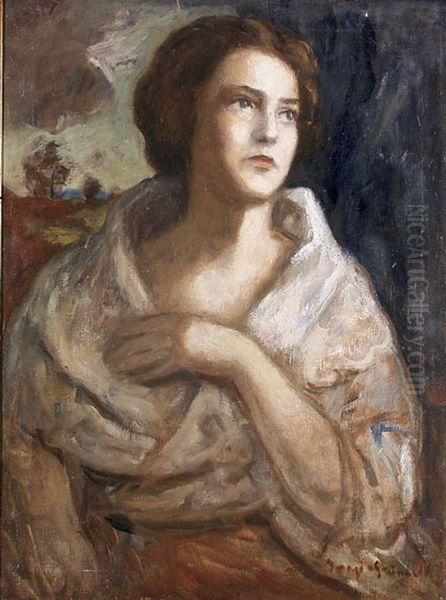Portrait of artist's wife Oil Painting by Bela Ivanyi-Grunwald