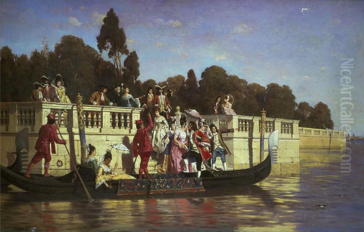 An elegant boating party Oil Painting by Franz Leo Ruben