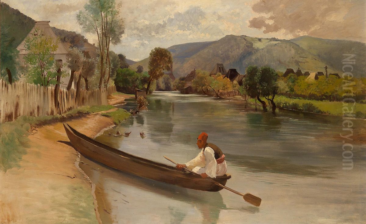 On the riverbank Oil Painting by Franz Leo Ruben