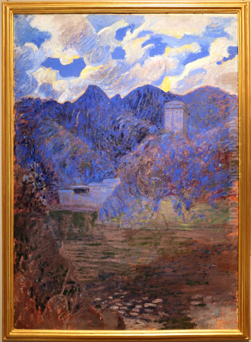 tramonto a san fruttuoso Oil Painting by Rubaldo Merello