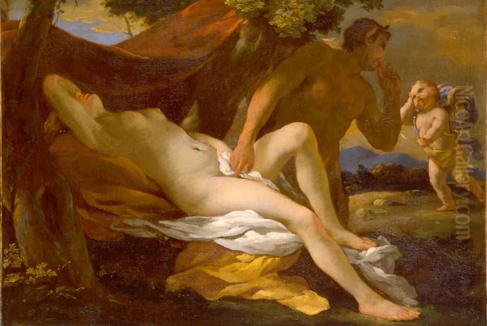 Nymphe et satyre Oil Painting by Nicolas Poussin