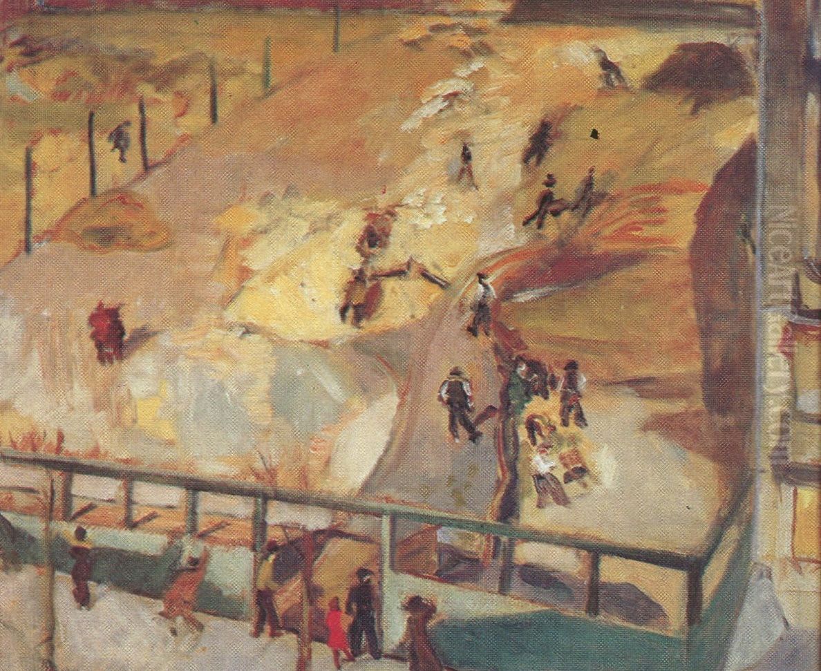 Strassenbau in Berlin Oil Painting by Rudolf Grossmann