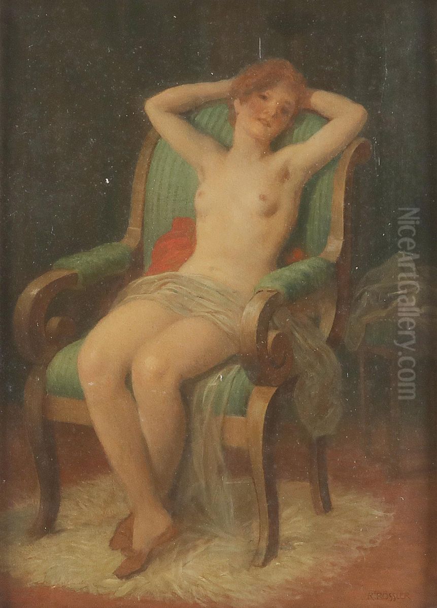 Der grune Lehnstul (Akt) Oil Painting by Rudolf Rossler