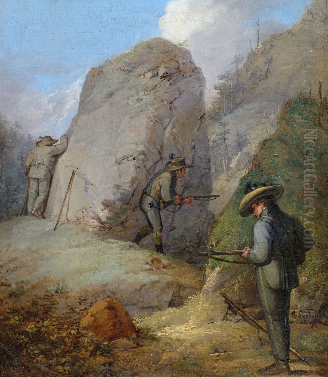 Herren Purgstall auf der Lauer. Oil Painting by Rudolf Swoboda