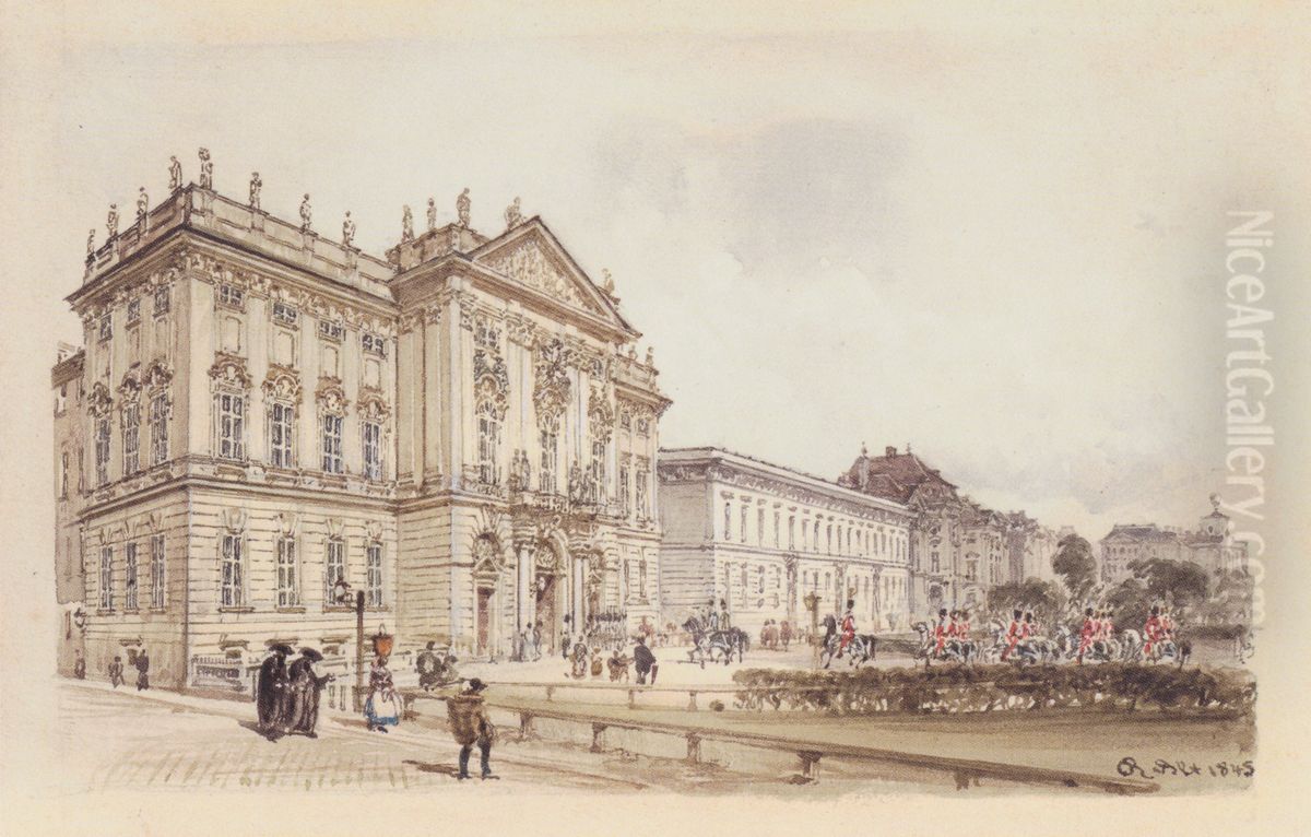 Das Palais Trautson in Wien Oil Painting by Rudolf von Alt