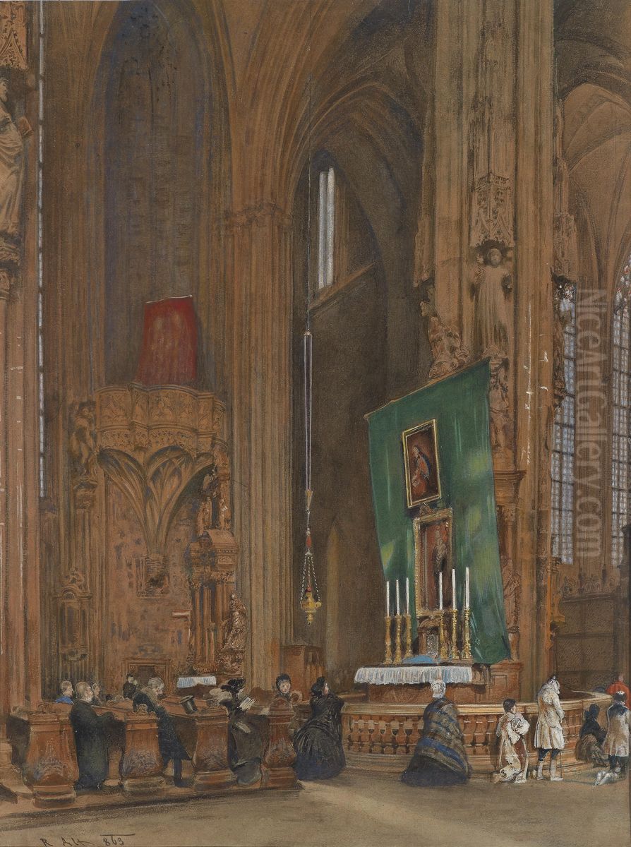 Inneres der Stephanskirche Oil Painting by Rudolf von Alt