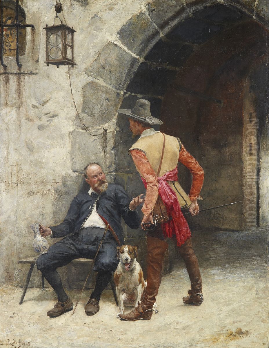 Discussion Oil Painting by Rudolf Otto Von Ottenfeld