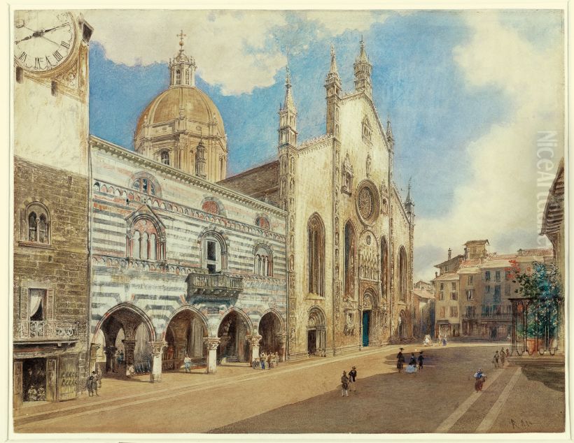 Der Domplatz von Como Oil Painting by Rudolf von Alt