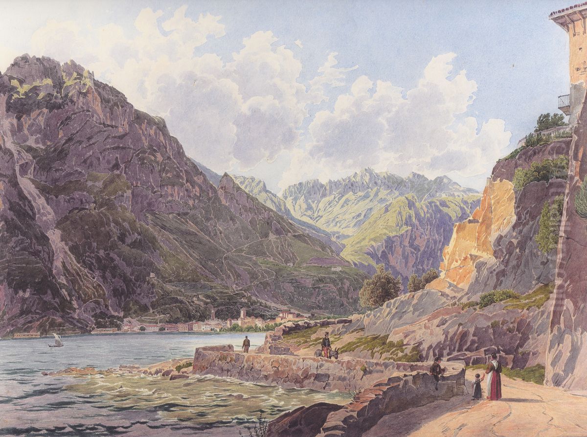 Riva am Gardsee Oil Painting by Rudolf von Alt