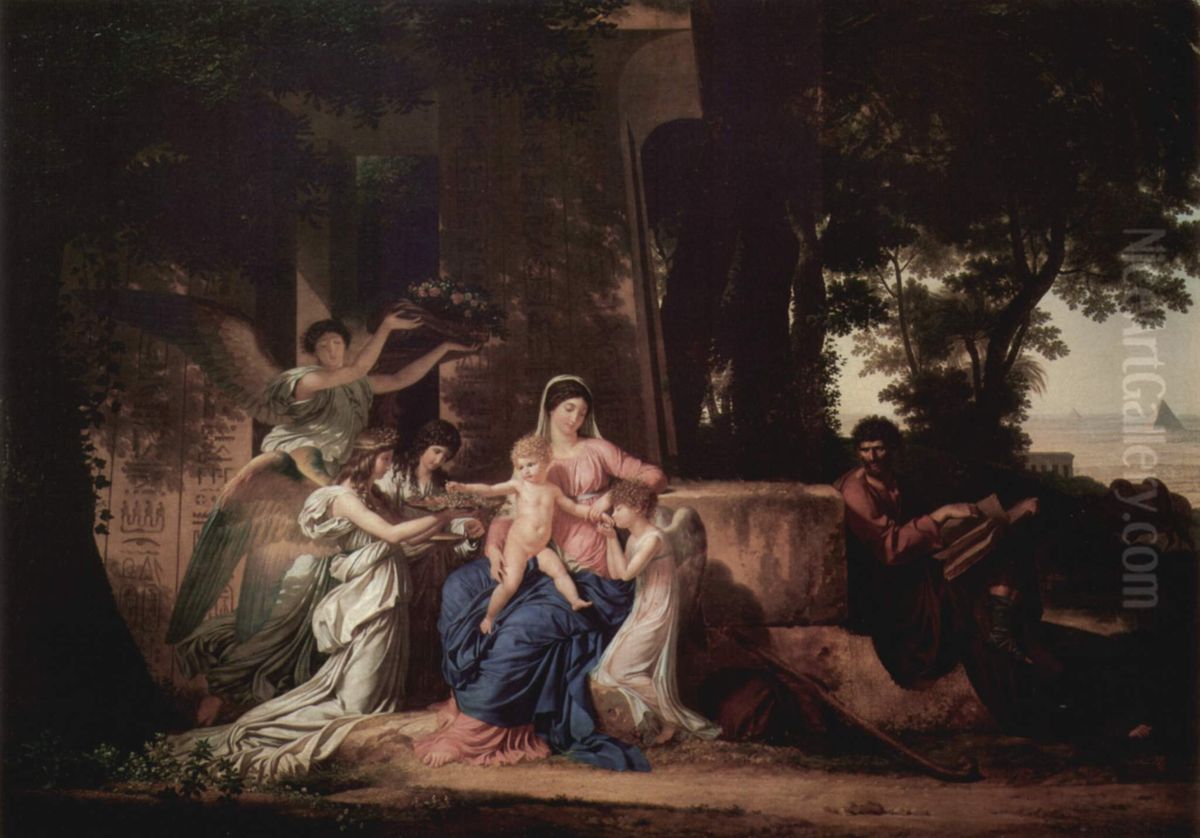 Le Repos de la Sainte Famille pendant la fuite en Egypte Oil Painting by Louis Gauffier