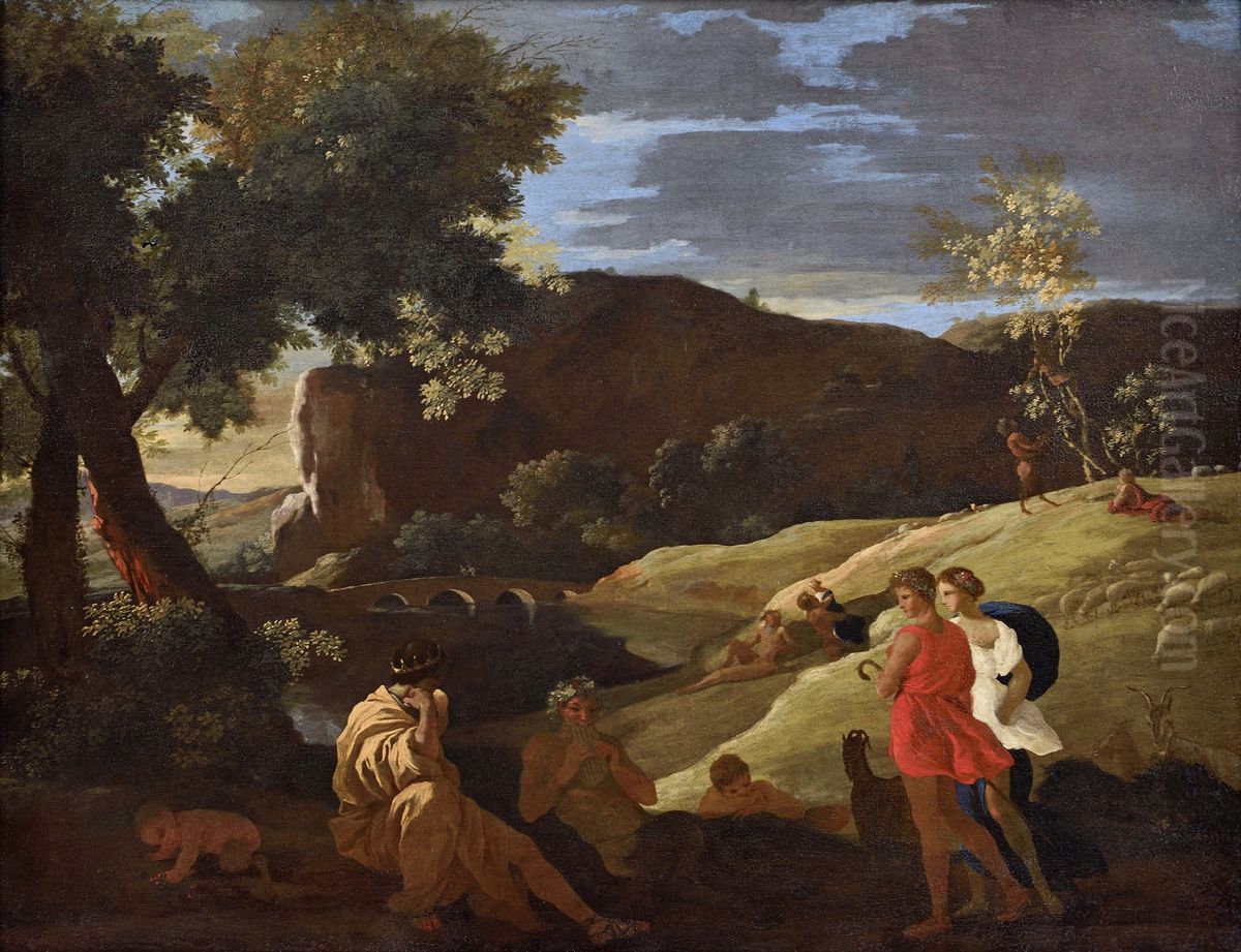 Midas, Pan et bergers Oil Painting by Nicolas Poussin