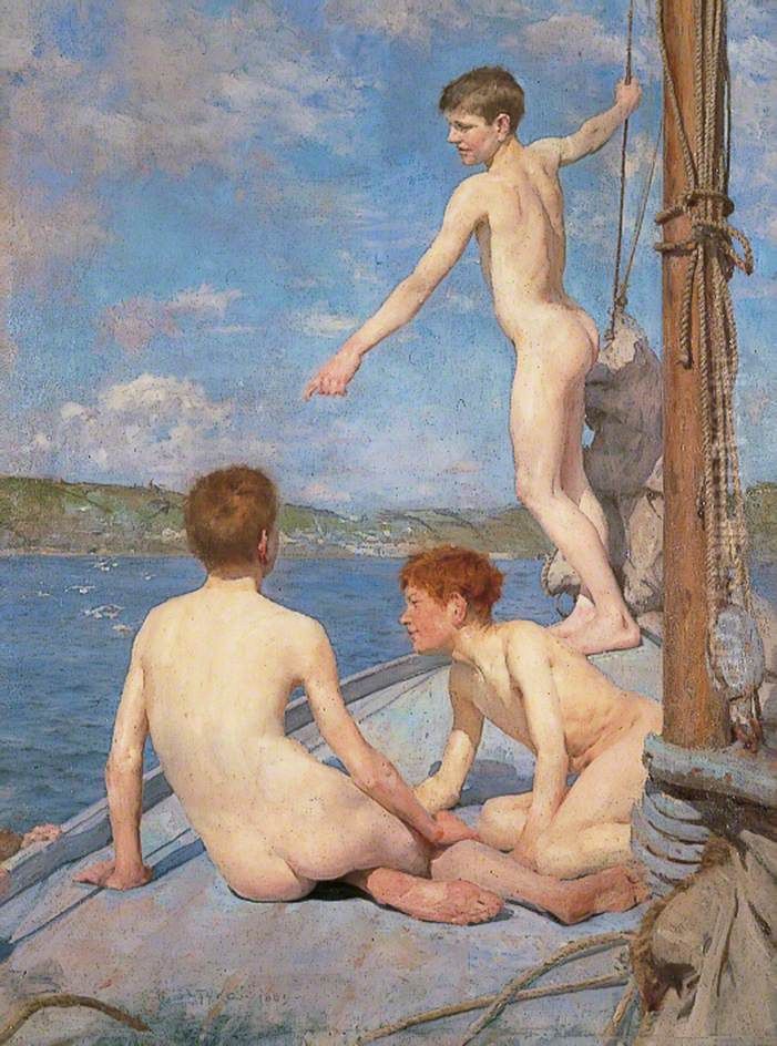 The bathers Oil Painting by Henry Scott Tuke