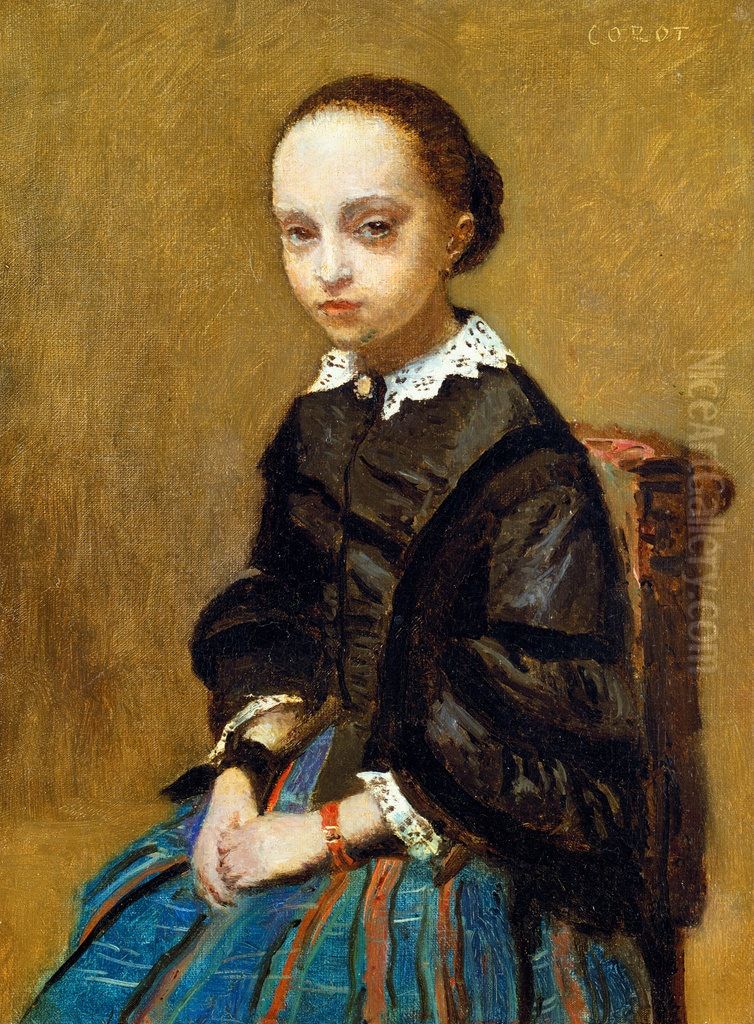 Portrait of a Girl Oil Painting by Jean-Baptiste Camille Corot