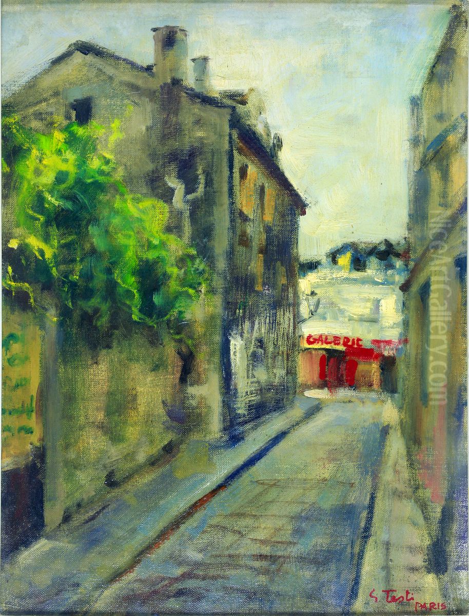 Rue saint Rustique, Paris Oil Painting by Giuseppe Testi