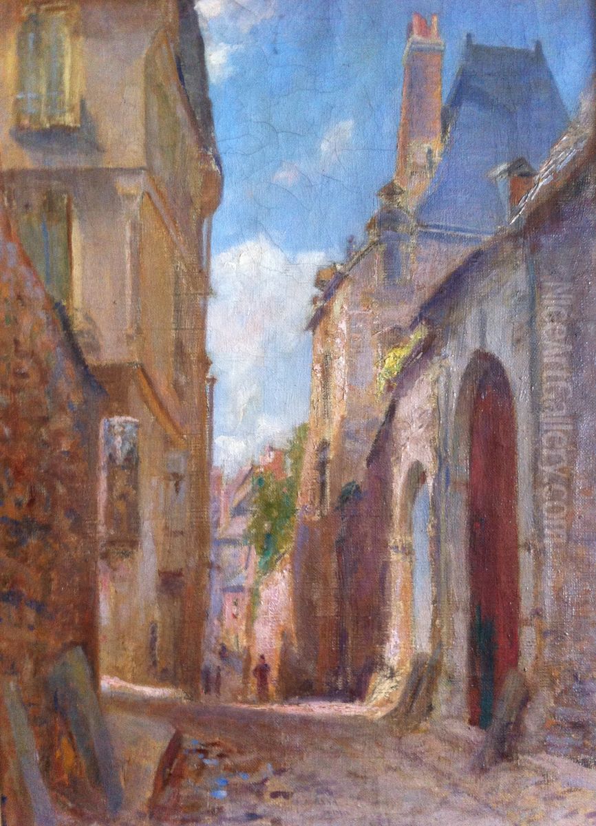 La rue de Vaux, Le Mans Oil Painting by Edmond Leroy