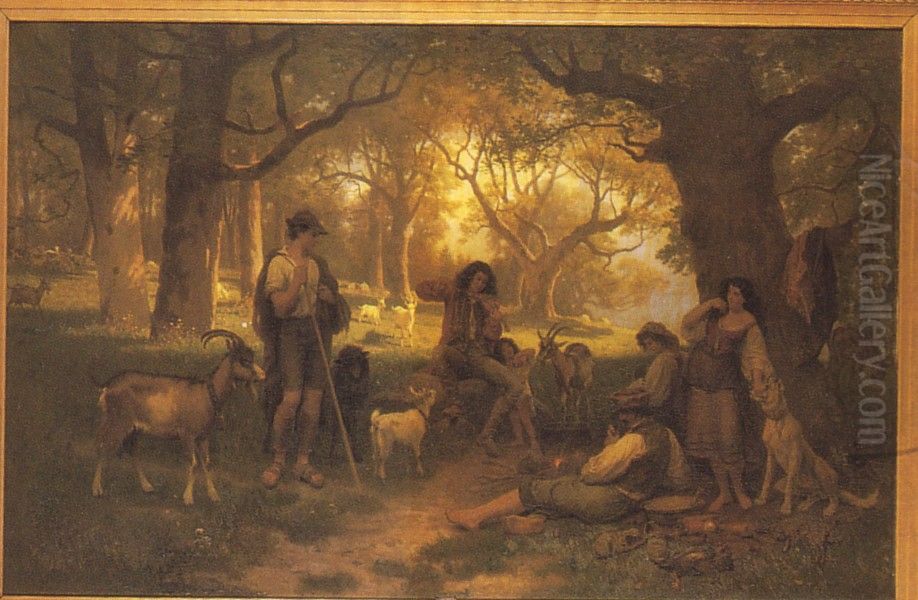 Hirtenidylle Oil Painting by Georg Saal