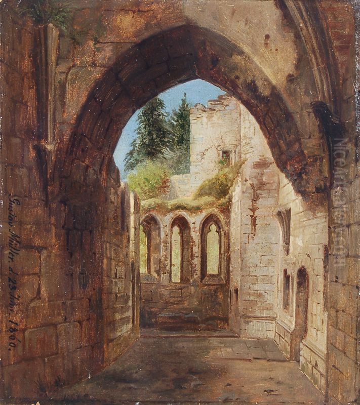 Die Sacristei der Callestiner Kirche auf dem Oybin bei Zittau Oil Painting by Gustav Otto Muller