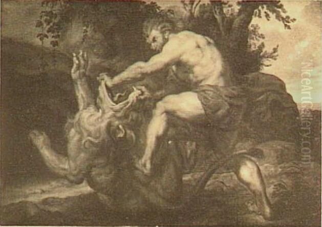Simson doodt de leeuw bij Timna met zijn blote handen (Richteren 14:5-6), na 1628 Oil Painting by (studio of) Rubens, Peter Paul