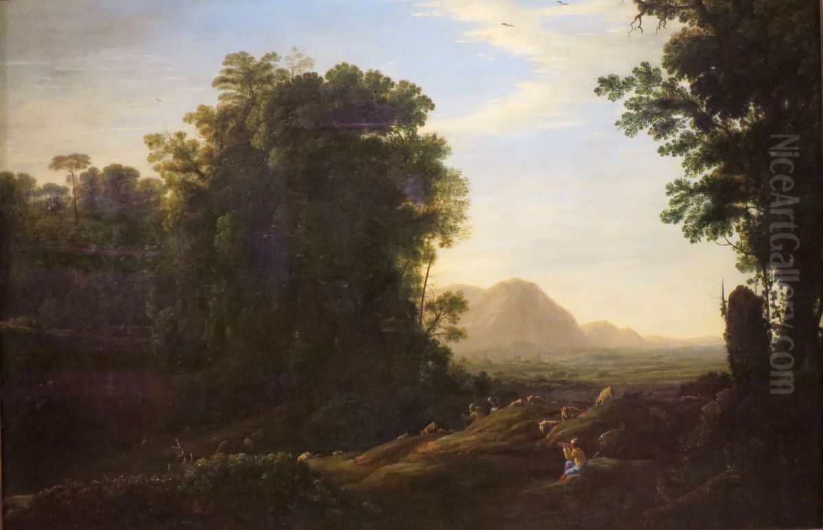 Landscape with a Piping Shepherd Oil Painting by Claude Lorrain (Claude Gellee)