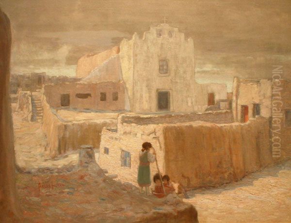 Laguna Mission Oil Painting by Carlos Vierra