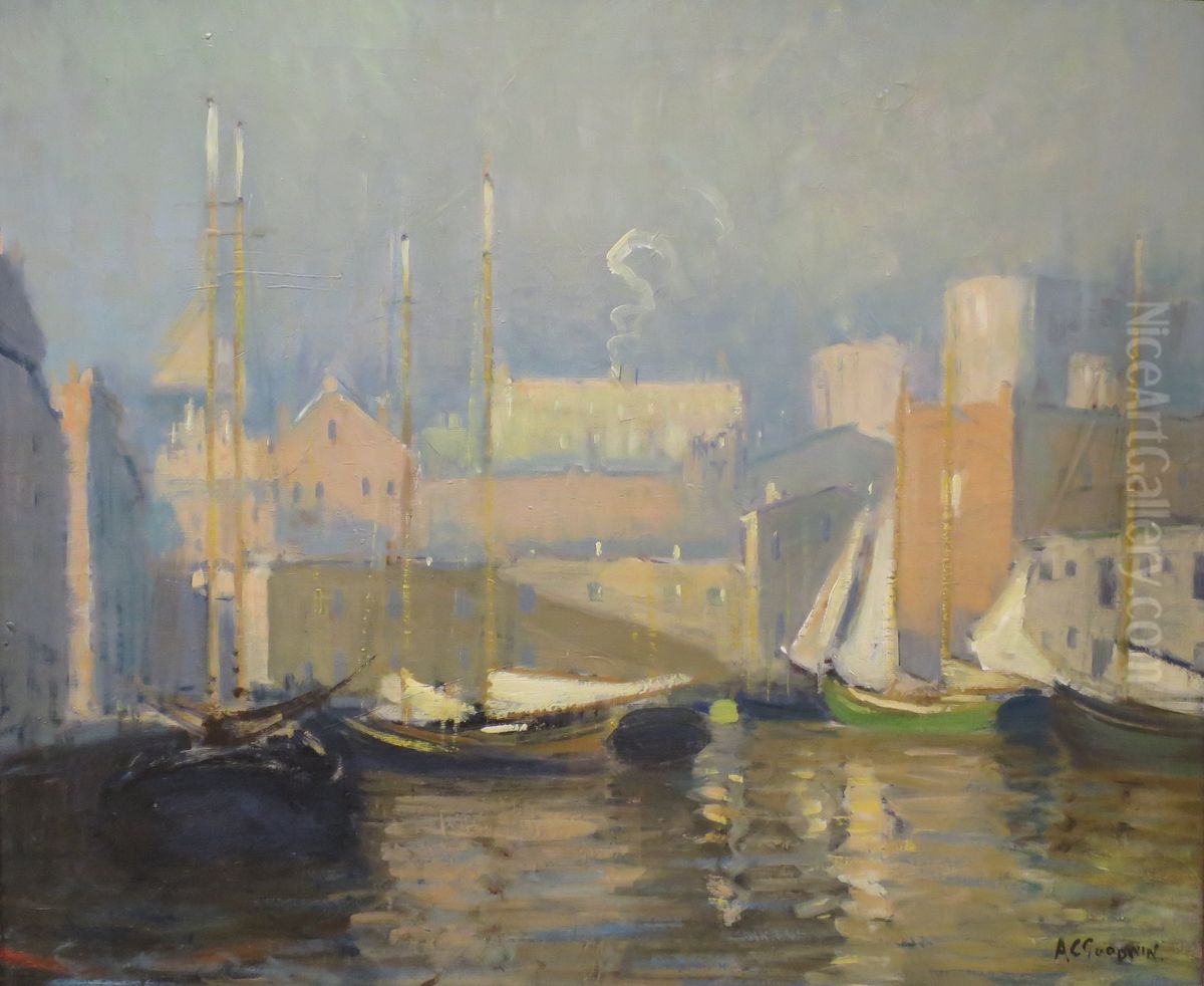 Tea Wharf, Boston Oil Painting by Arthur Clifton Goodwin