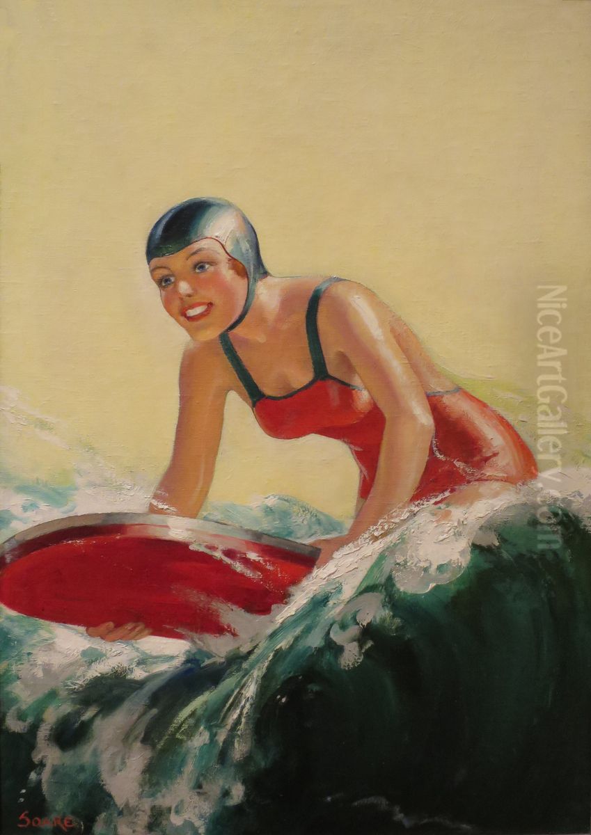 Surfer Girl Oil Painting by William Fulton Soare