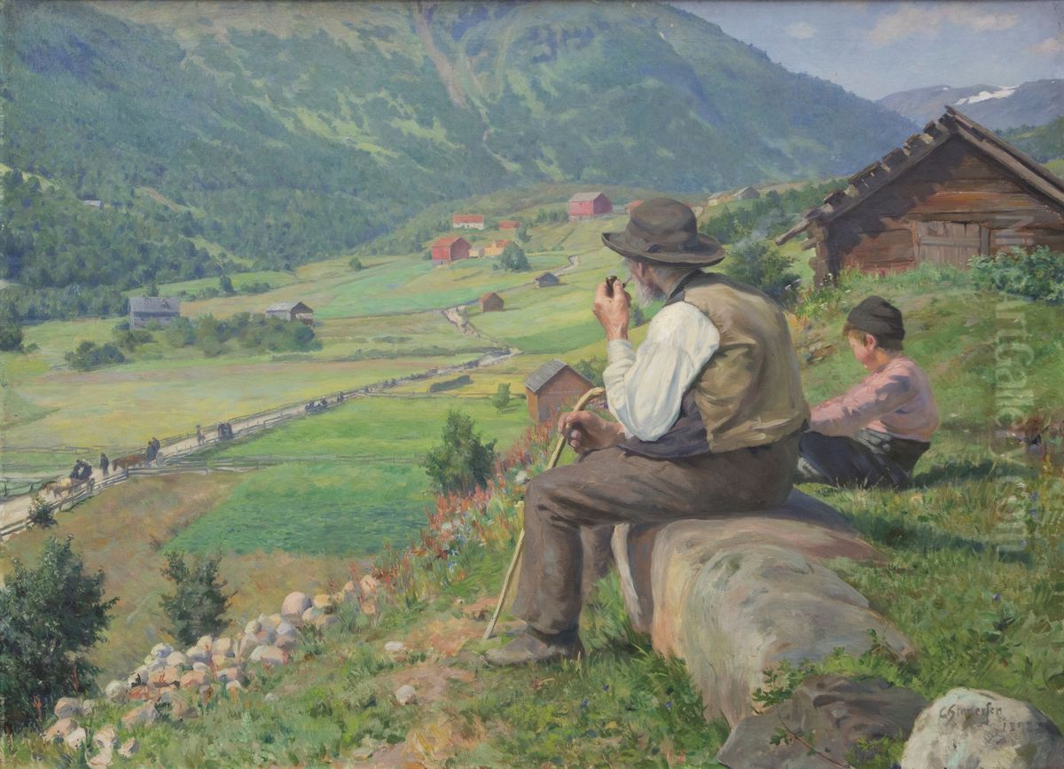 Mass Sunday Oil Painting by Gudmund Stenersen